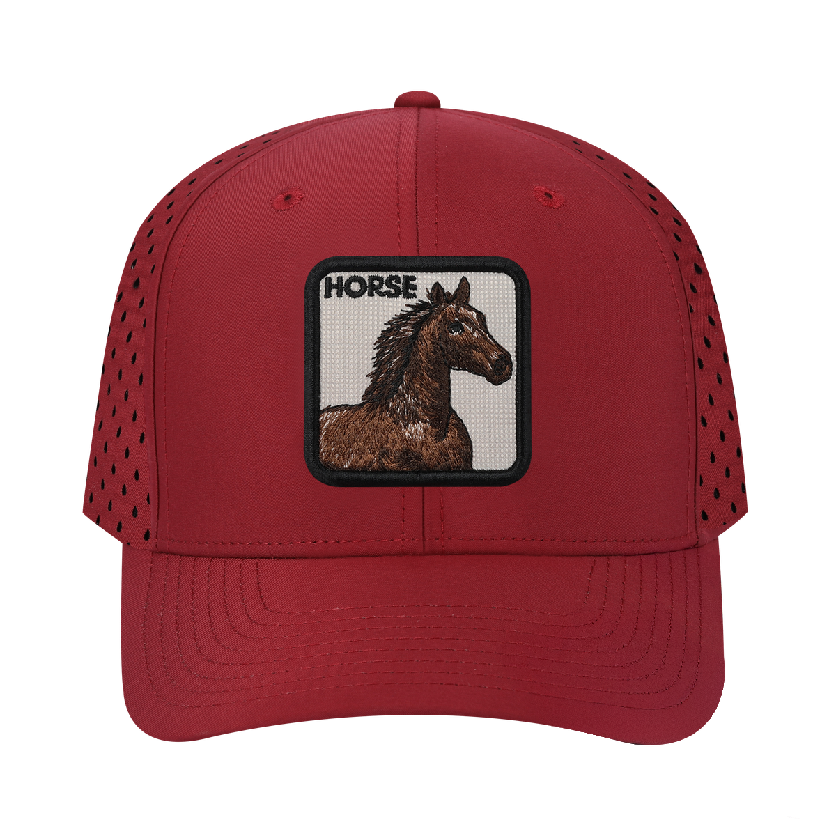 Horse 6-Panel Microfiber Laser Hole Trucker Hat