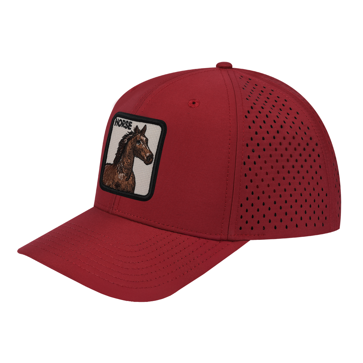 Horse 6-Panel Microfiber Laser Hole Trucker Hat