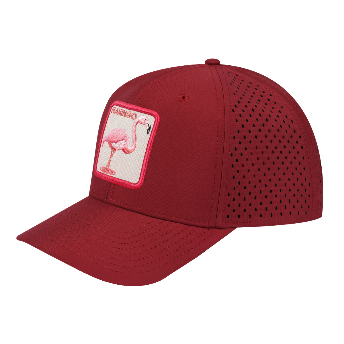 Flamingo 6-Panel Microfiber Laser Hole Trucker Hat