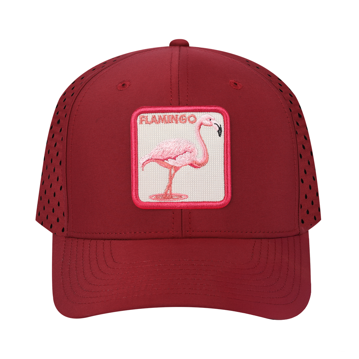 Flamingo 6-Panel Microfiber Laser Hole Trucker Hat