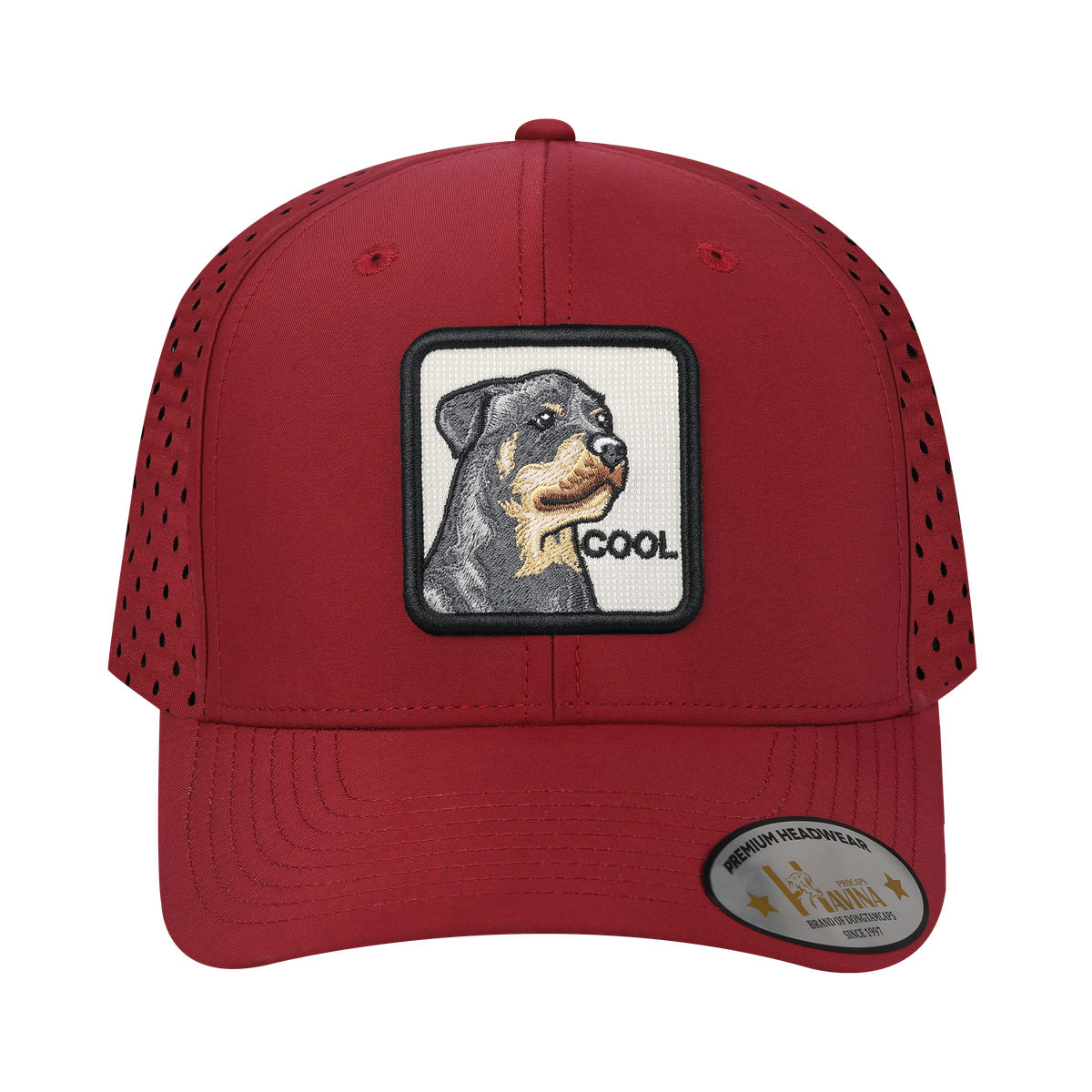 Unisex Embroidered The Cool, 6-Panel Microfiber Laser hole Trucker Hat, Dark Red/Dark Red, Adjustable Fit