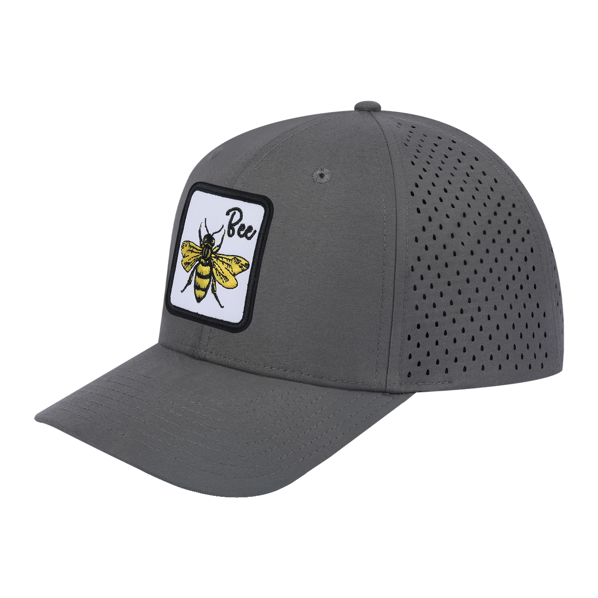 Bee 6-Panel Microfiber Laser Hole Trucker Hat
