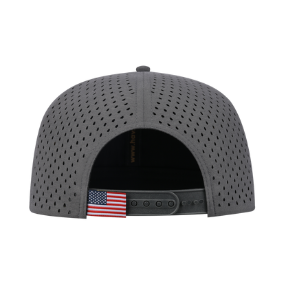 Bee 6-Panel Microfiber Laser Hole Trucker Hat with Grey front and Grey back