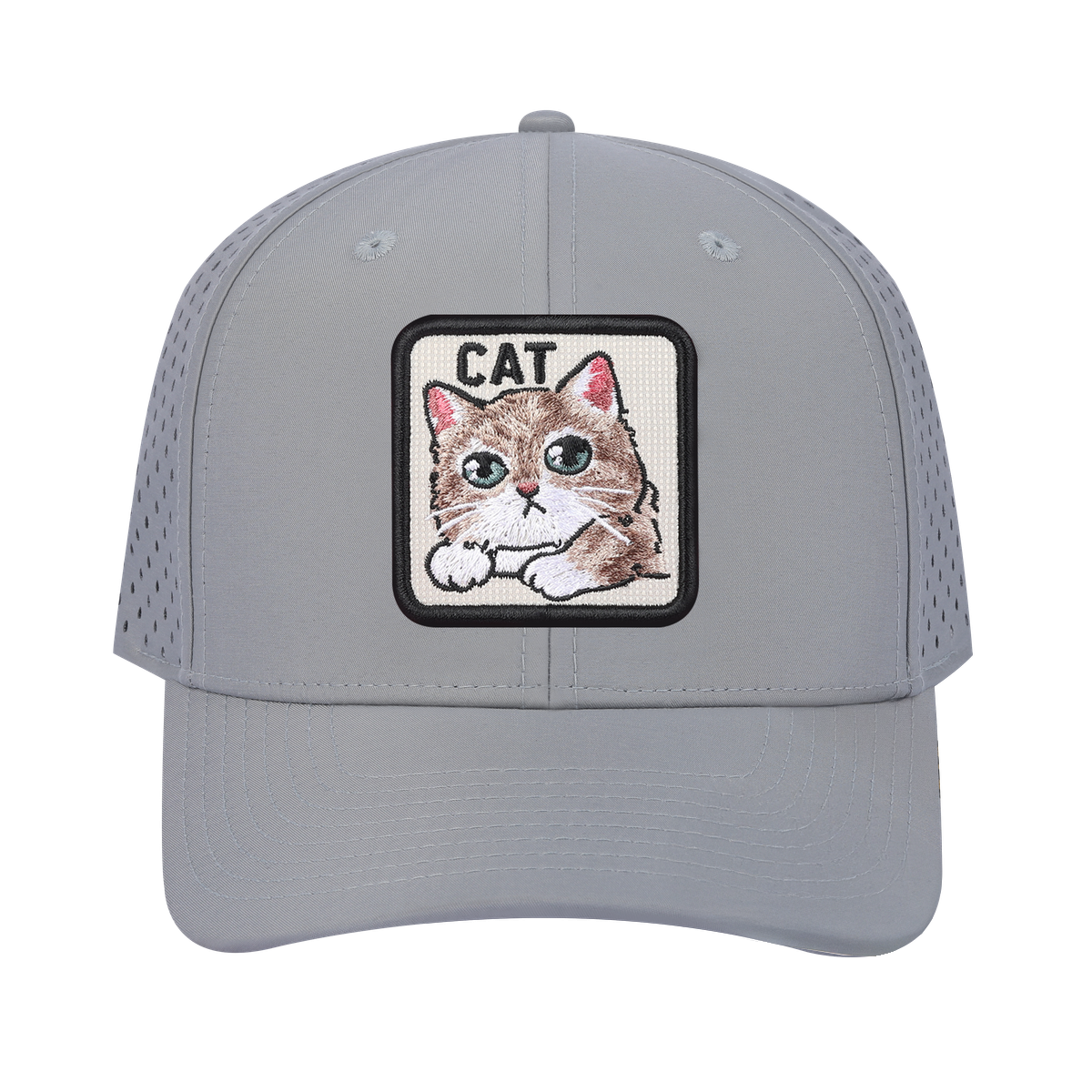Cat 6-Panel Microfiber Laser Hole Trucker Hat