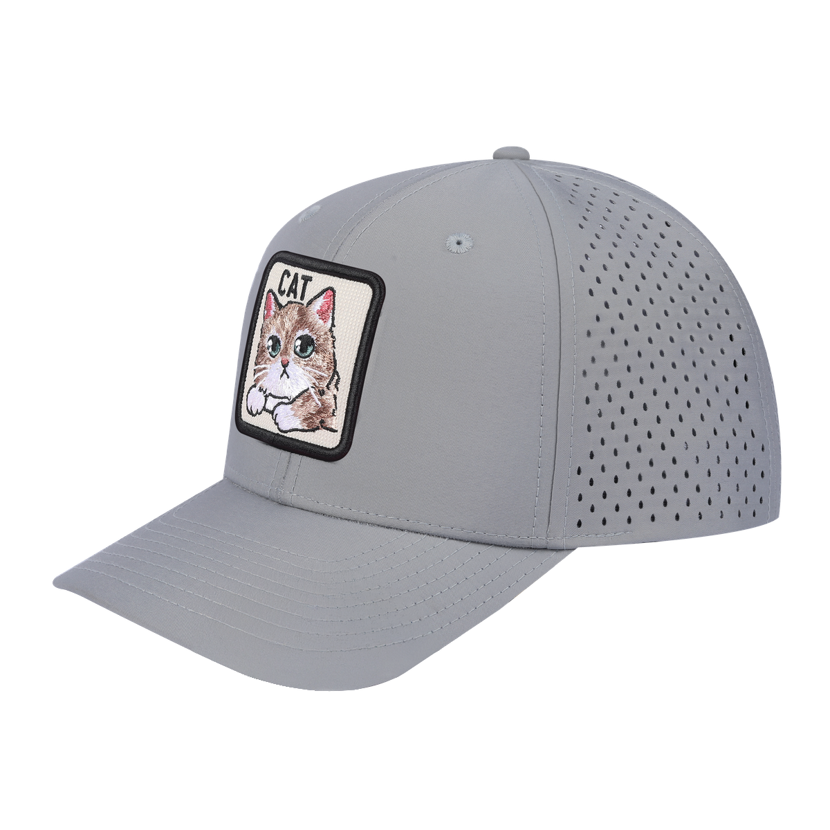 Cat 6-Panel Microfiber Laser Hole Trucker Hat