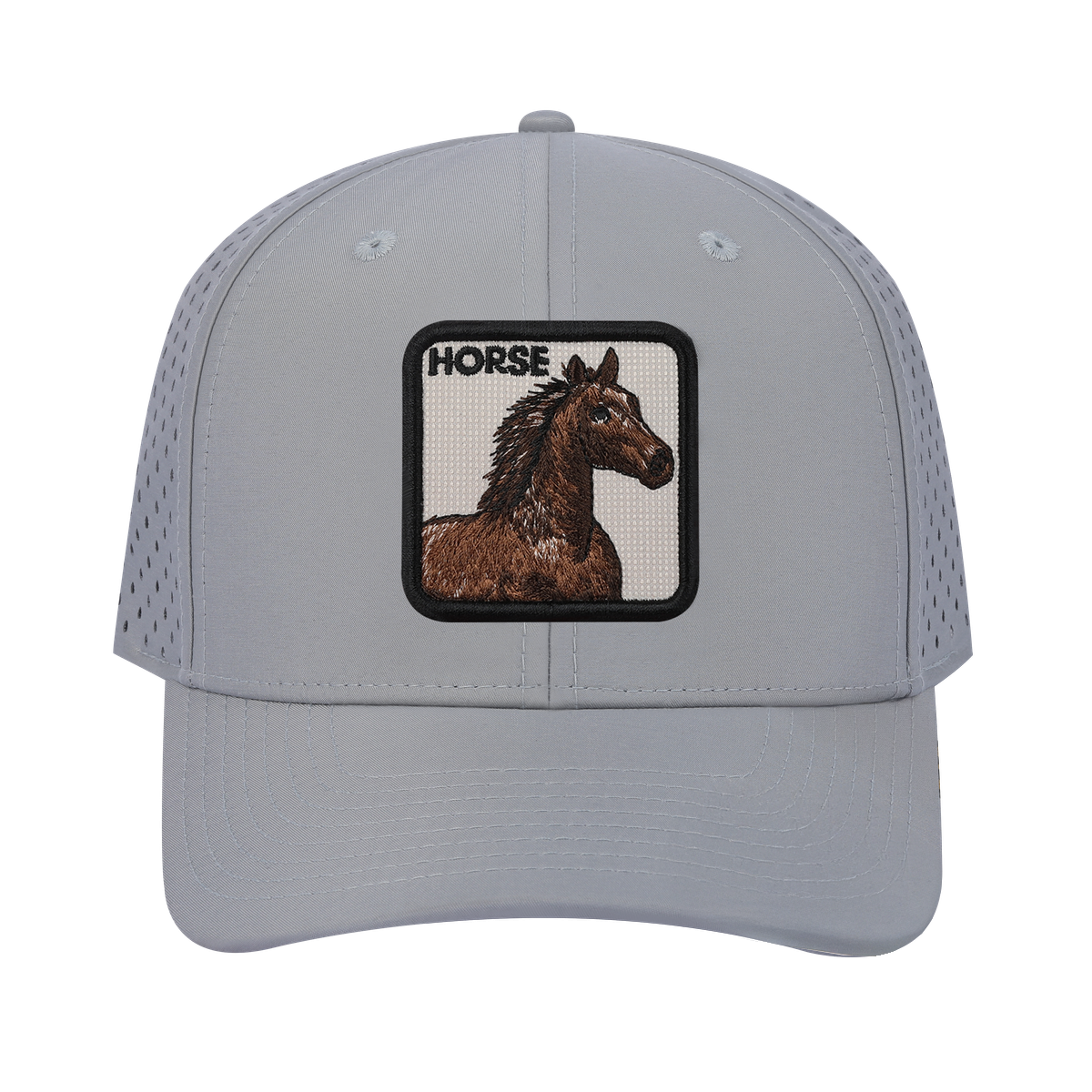 Horse 6-Panel Microfiber Laser Hole Trucker Hat