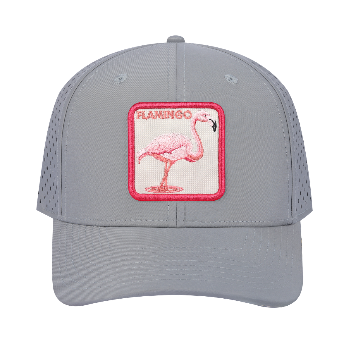Flamingo 6-Panel Microfiber Laser Hole Trucker Hat