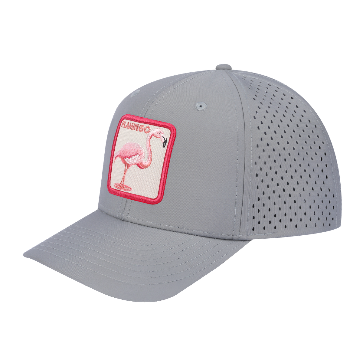 Flamingo 6-Panel Microfiber Laser Hole Trucker Hat