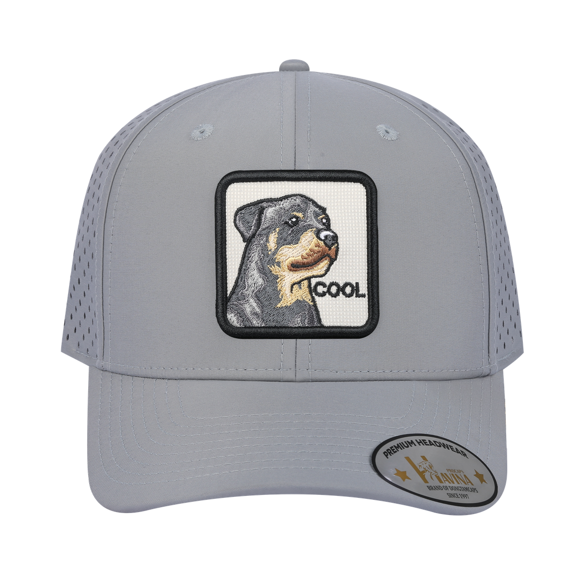 Unisex Embroidered The Cool, 6-Panel Microfiber Laser hole Trucker Hat, Light Grey/Light Grey, Adjustable Fit