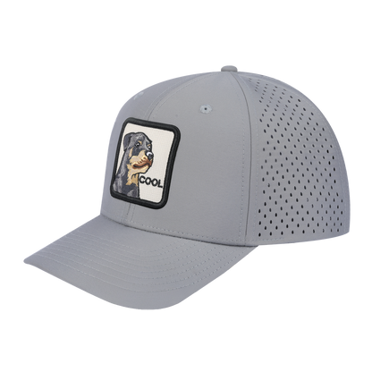 Cool 6-Panel Microfiber Laser Hole Trucker Hat with Light Grey front and Light Grey back