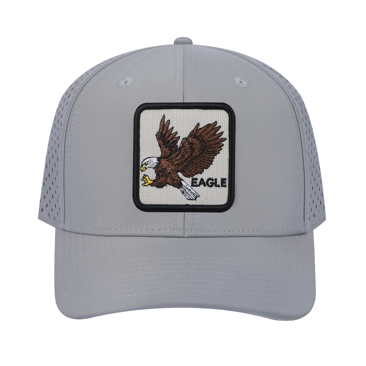 Unisex Embroidered The Eagle, 6-Panel Microfiber Laser hole Trucker Hat, Light Grey/Light Grey, Adjustable Fit
