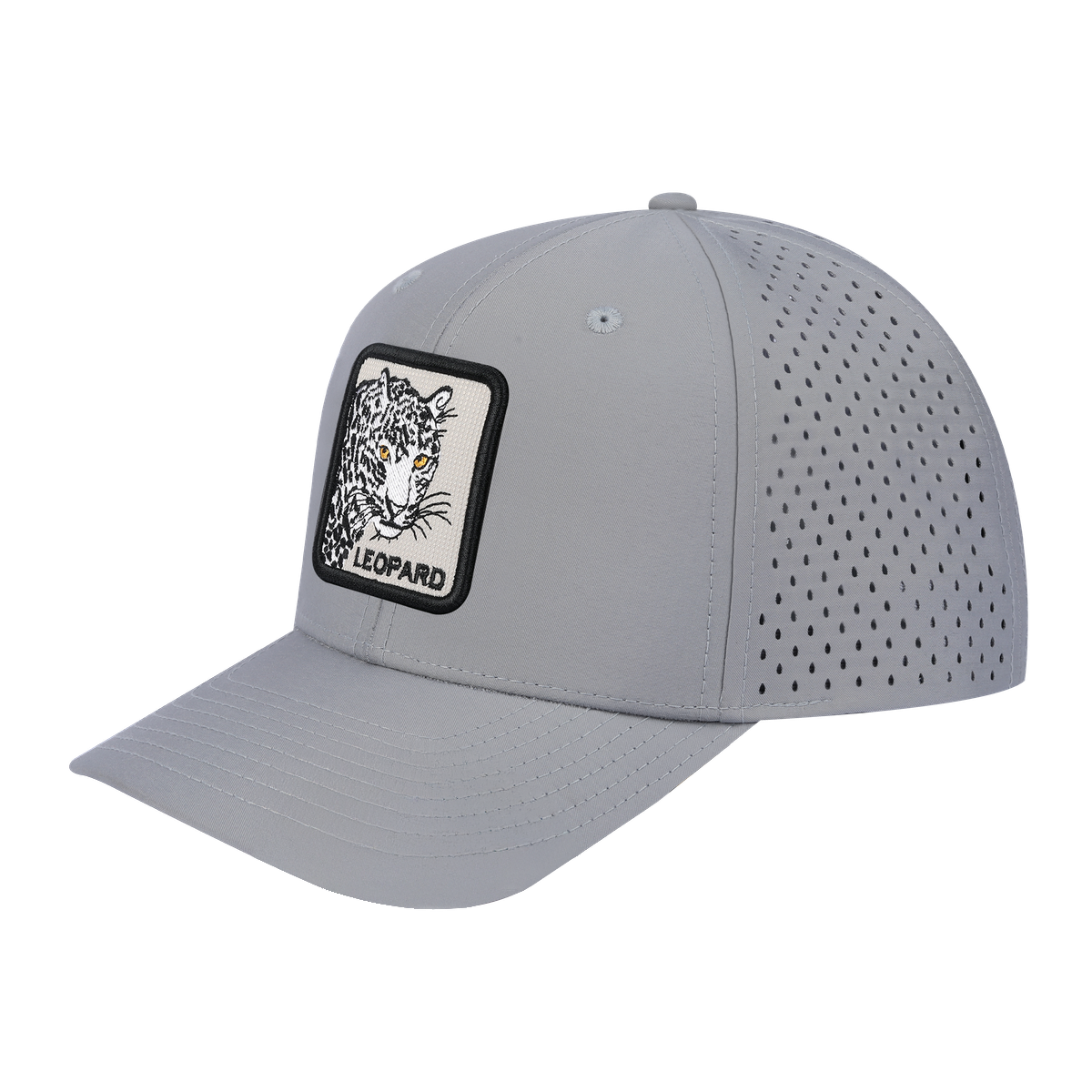 Leopard 6-Panel Microfiber Laser Hole Trucker Hat