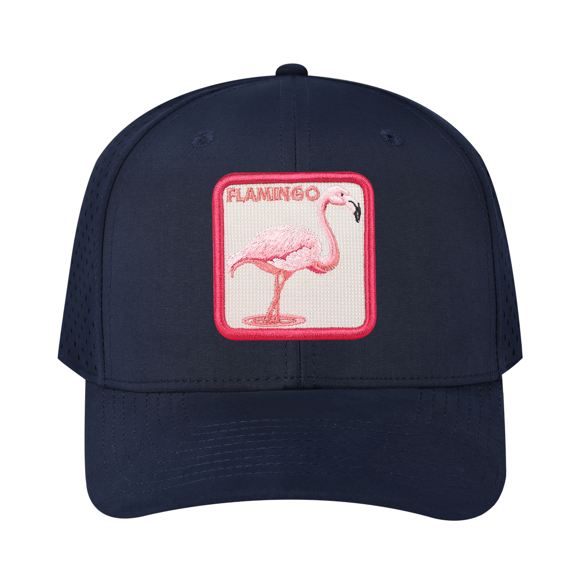 Flamingo 6-Panel Microfiber Laser Hole Trucker Hat