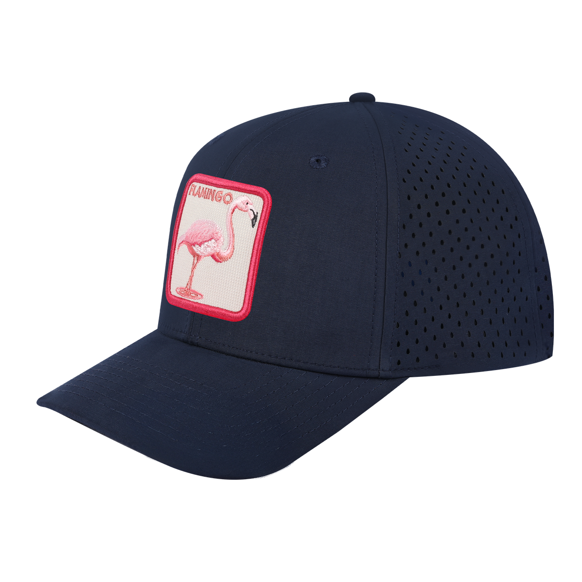Flamingo 6-Panel Microfiber Laser Hole Trucker Hat