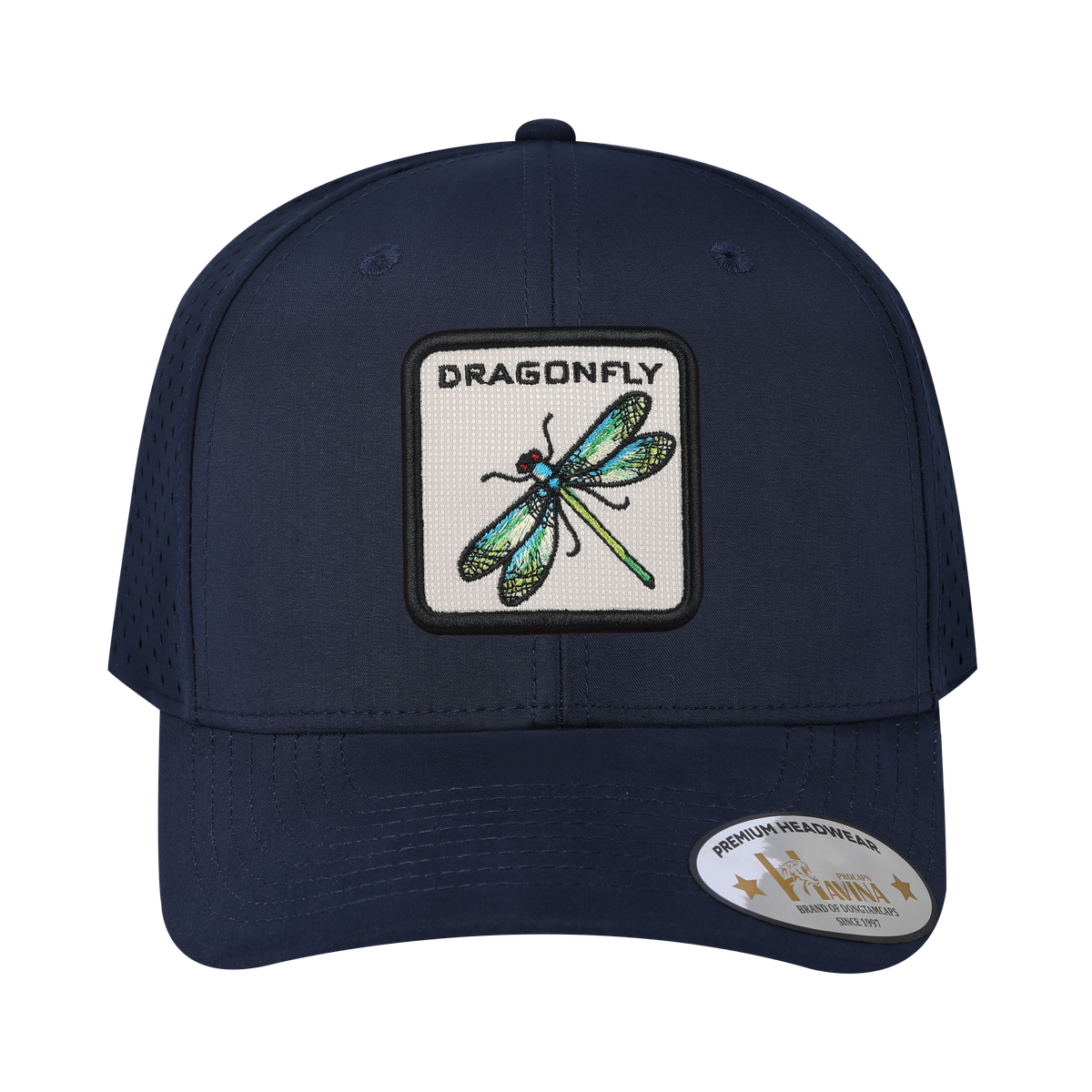 Unisex Embroidered The Dragonfly, 6-Panel Microfiber Laser hole Trucker Hat, Navy/Navy, Adjustable Fit