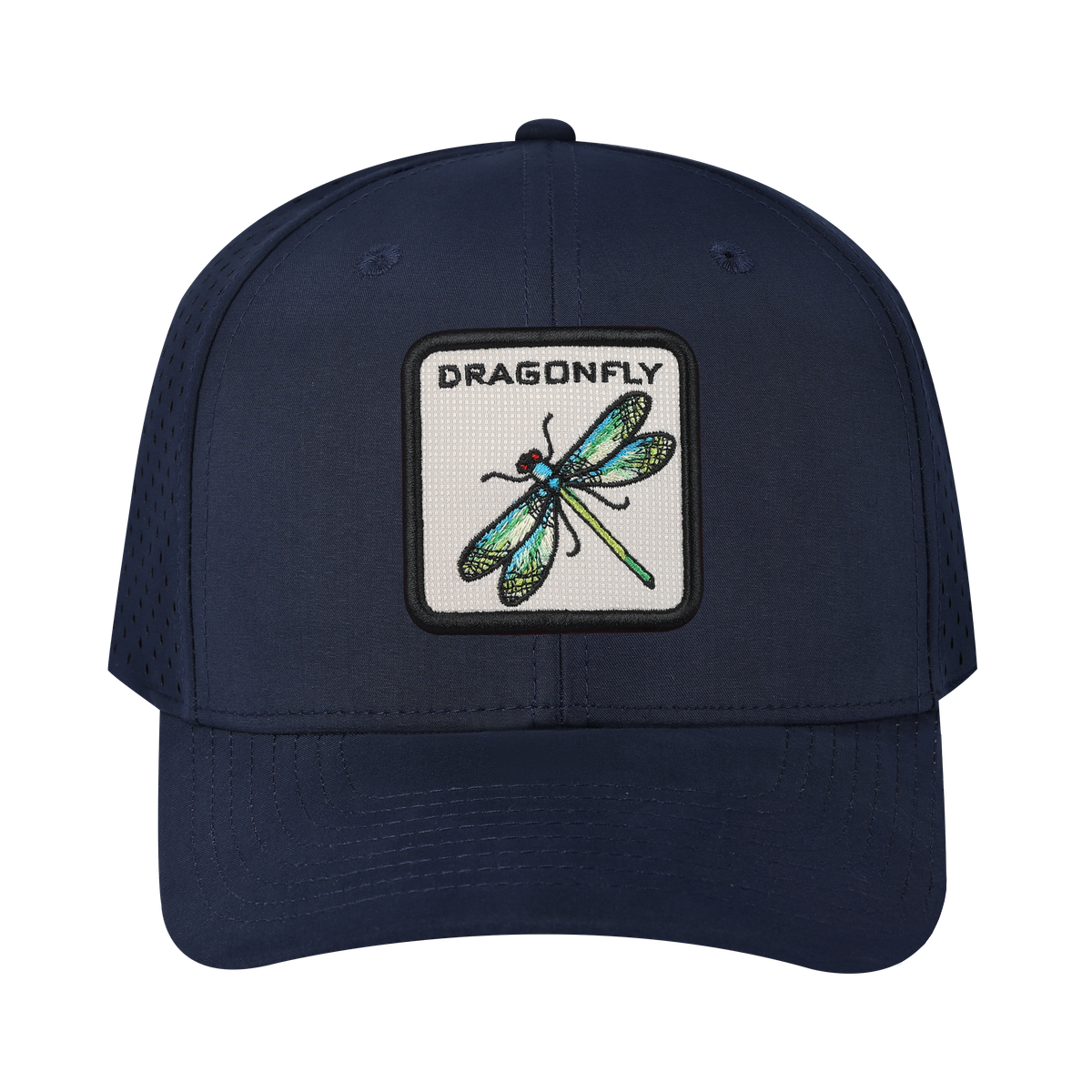 Unisex Embroidered The Dragonfly, 6-Panel Microfiber Laser hole Trucker Hat, Navy/Navy, Adjustable Fit