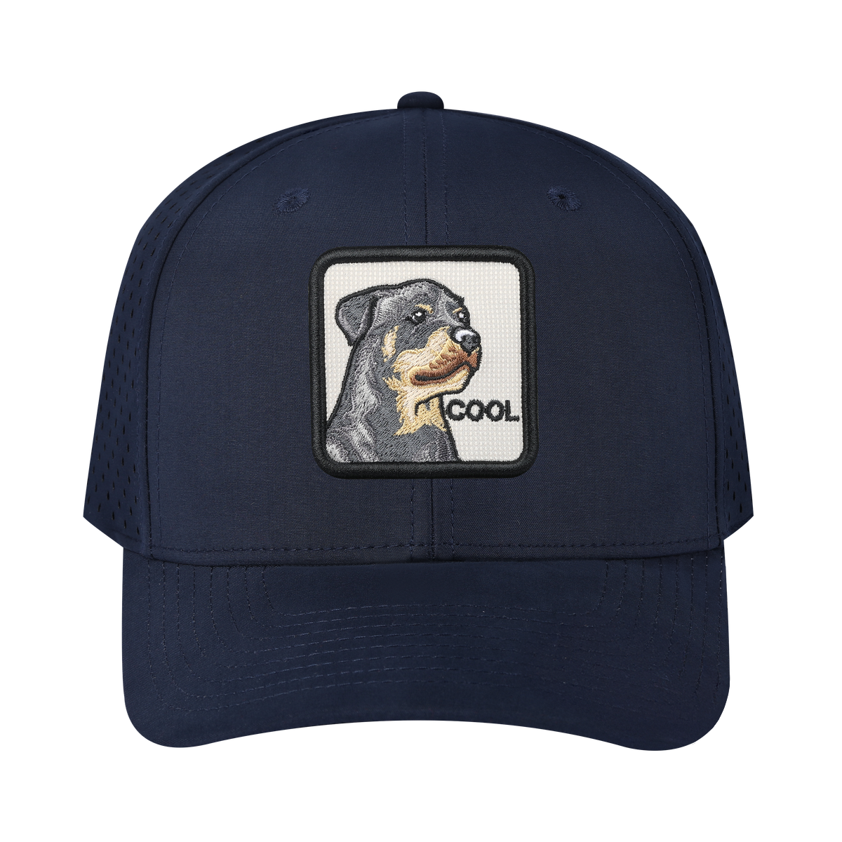 Unisex Embroidered The Cool, 6-Panel Microfiber Laser hole Trucker Hat, Navy/Navy, Adjustable Fit