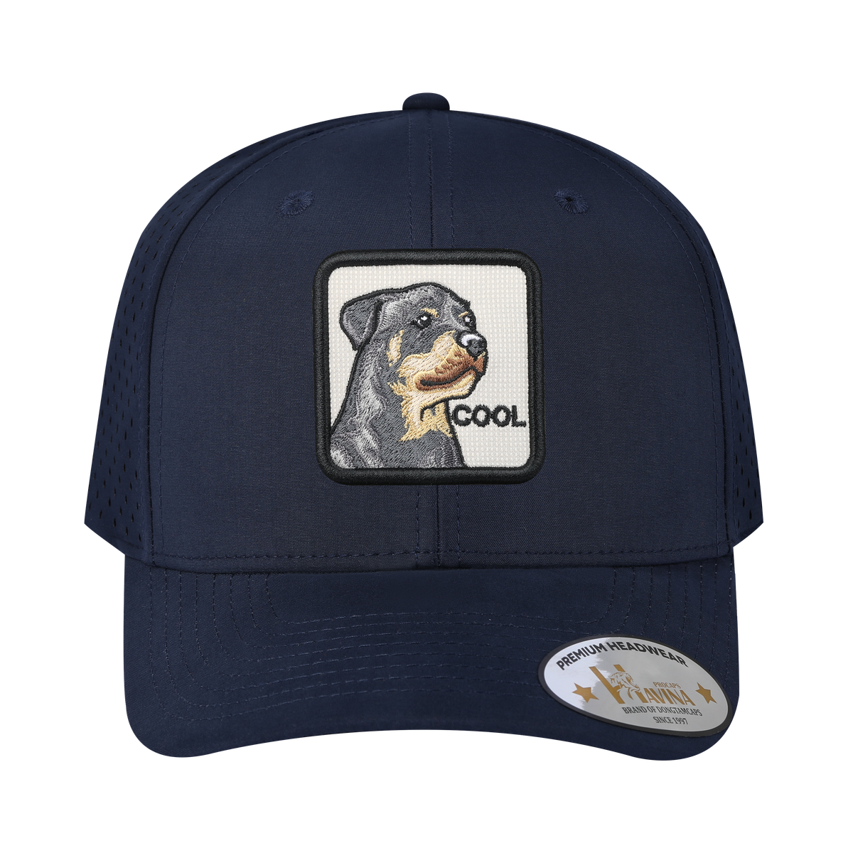 Unisex Embroidered The Cool, 6-Panel Microfiber Laser hole Trucker Hat, Navy/Navy, Adjustable Fit