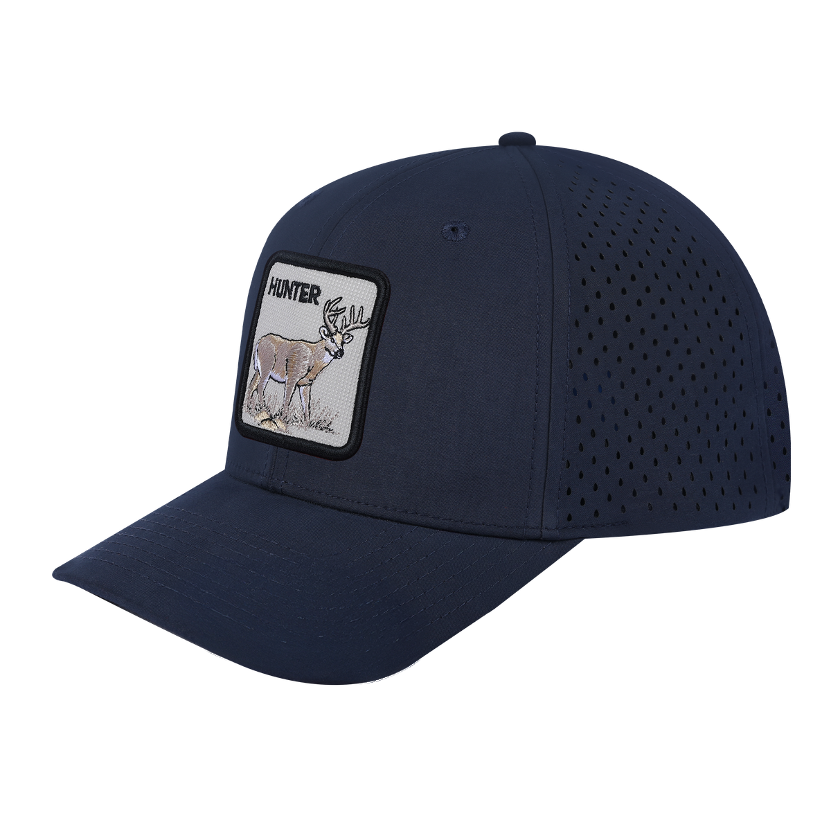 Hunter 6-Panel Microfiber Laser Hole Trucker Hat