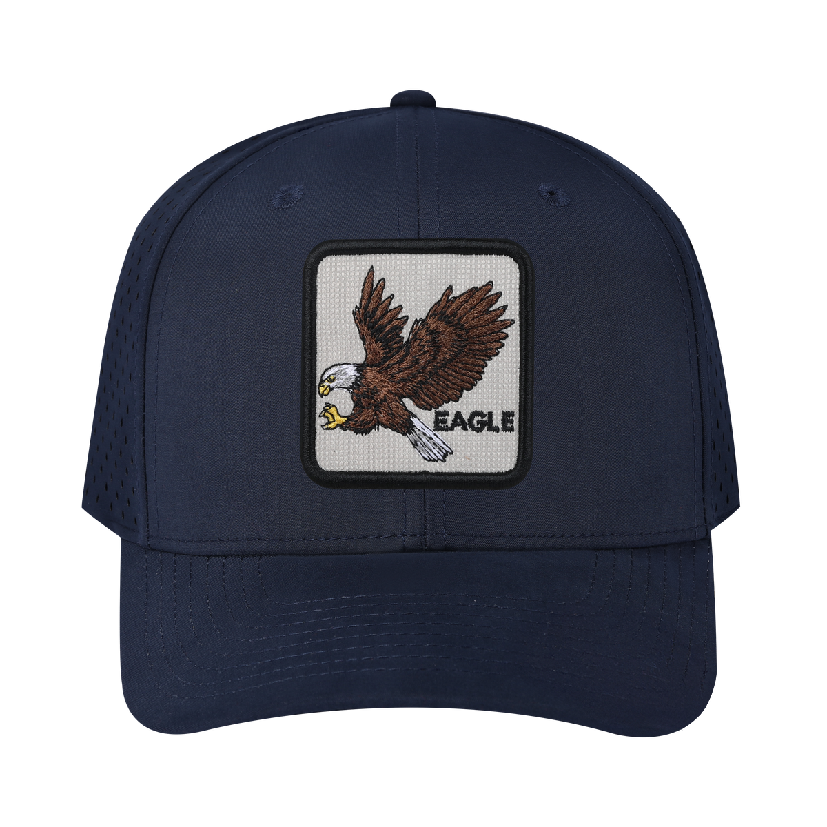 Unisex Embroidered The Eagle, 6-Panel Microfiber Laser hole Trucker Hat, Navy/Navy, Adjustable Fit