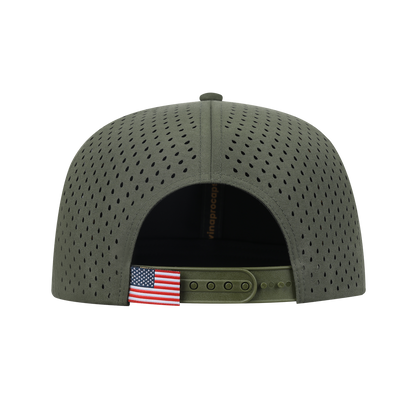 Bass 6-Panel Microfiber Laser Hole Trucker Hat with Olive front and Olive back