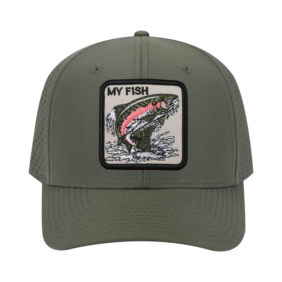 My Fish 6-Panel Microfiber Laser Hole Trucker Hat