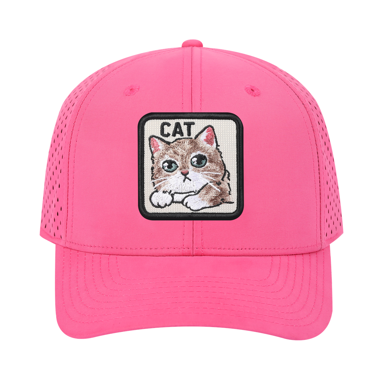 Cat 6-Panel Microfiber Laser Hole Trucker Hat