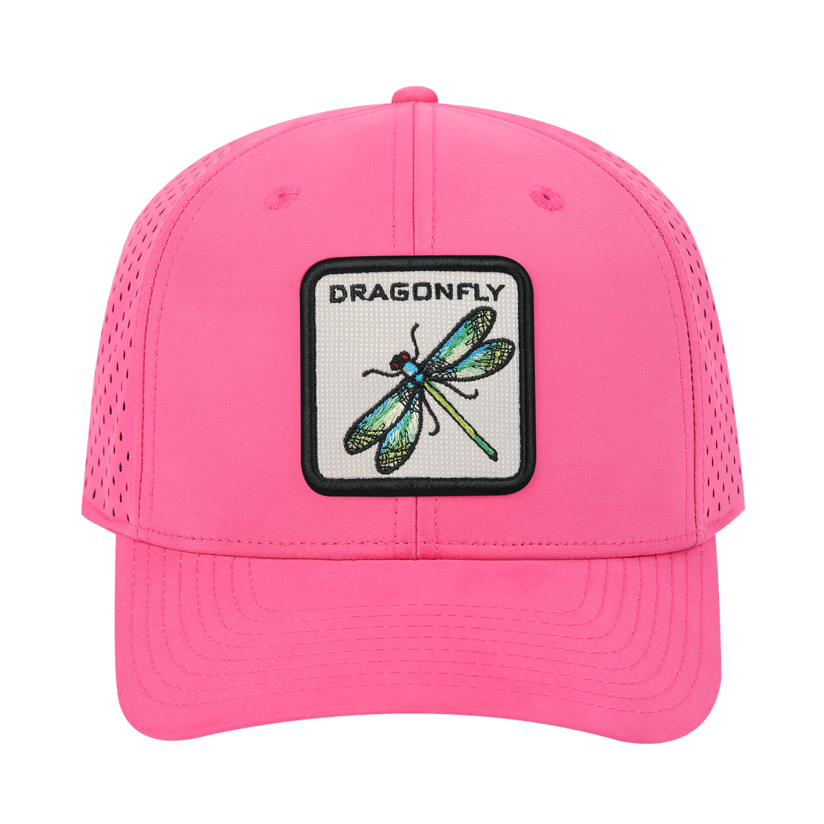 Unisex Embroidered The Dragonfly, 6-Panel Microfiber Laser hole Trucker Hat, Pink/Pink, Adjustable Fit