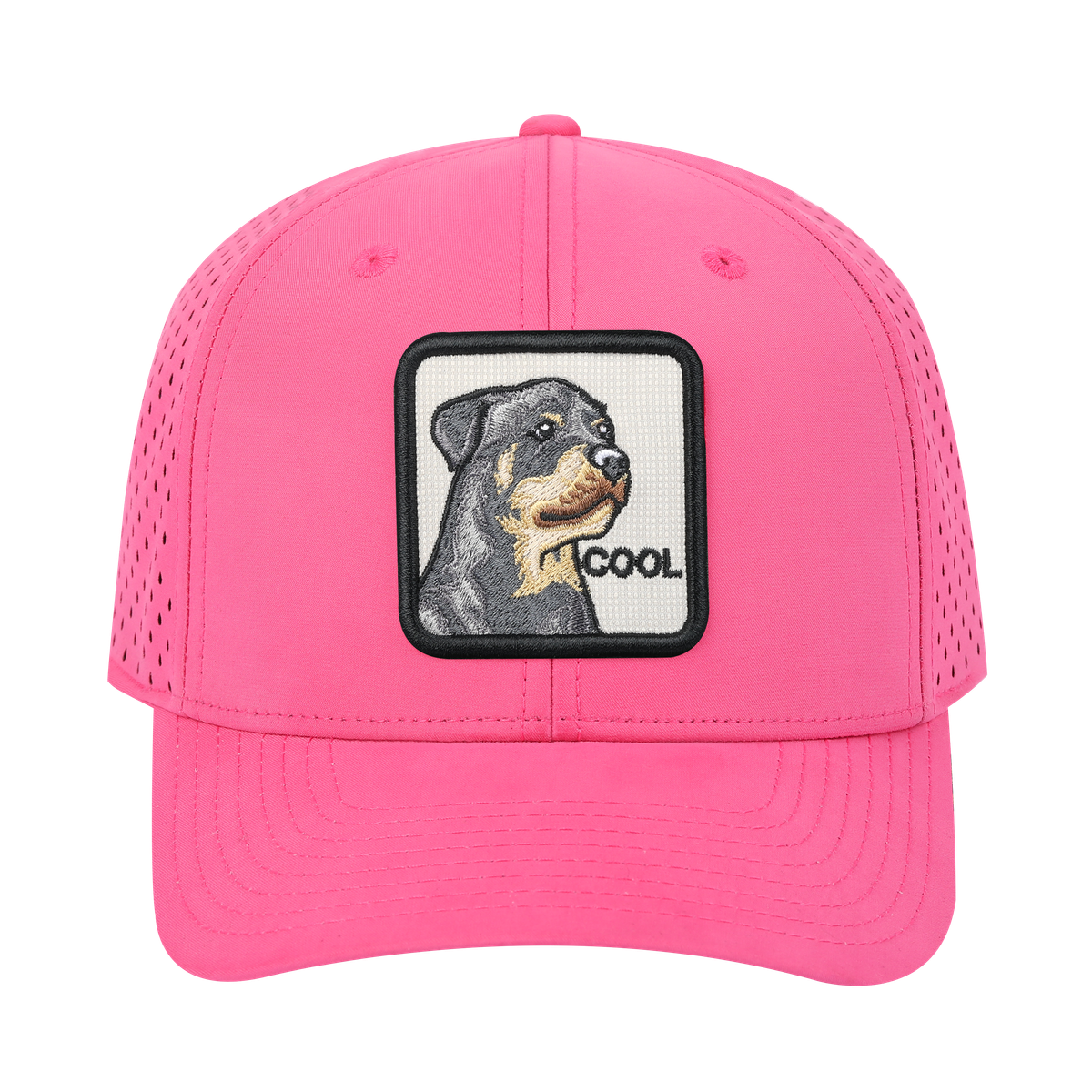 Unisex Embroidered The Cool, 6-Panel Microfiber Laser hole Trucker Hat, Pink/Pink, Adjustable Fit