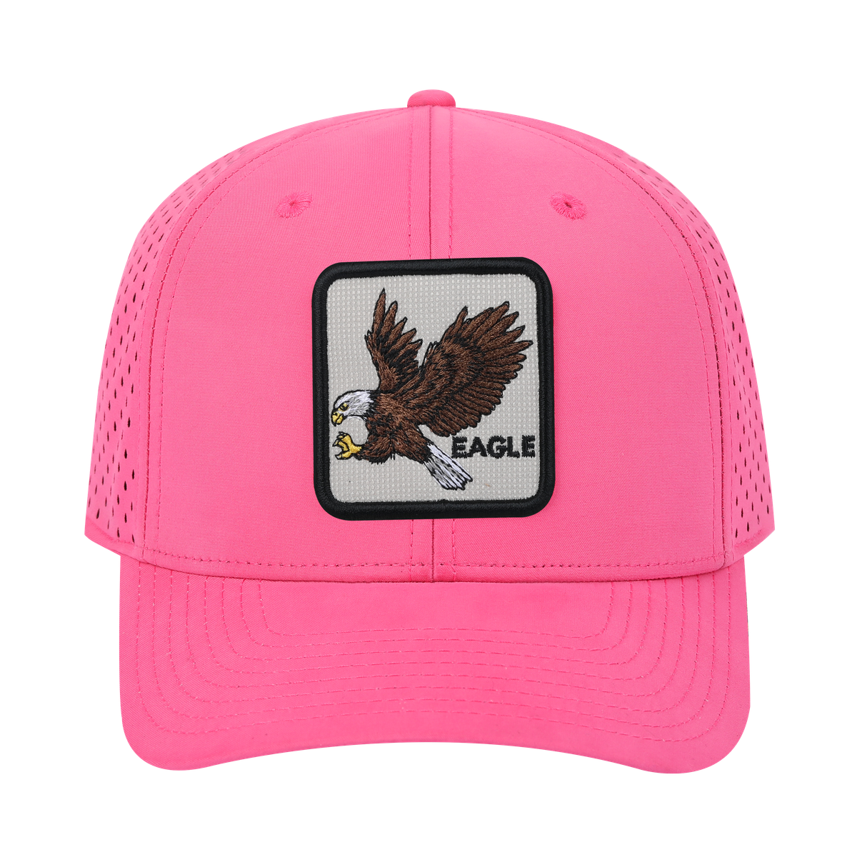 Unisex Embroidered The Eagle, 6-Panel Microfiber Laser hole Trucker Hat, Pink/Pink, Adjustable Fit
