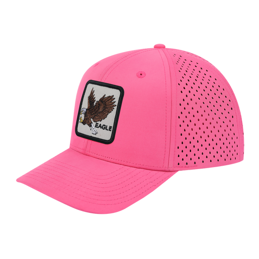 Eagle 6-Panel Microfiber Laser Hole Trucker Hat with Pink front and Pink back