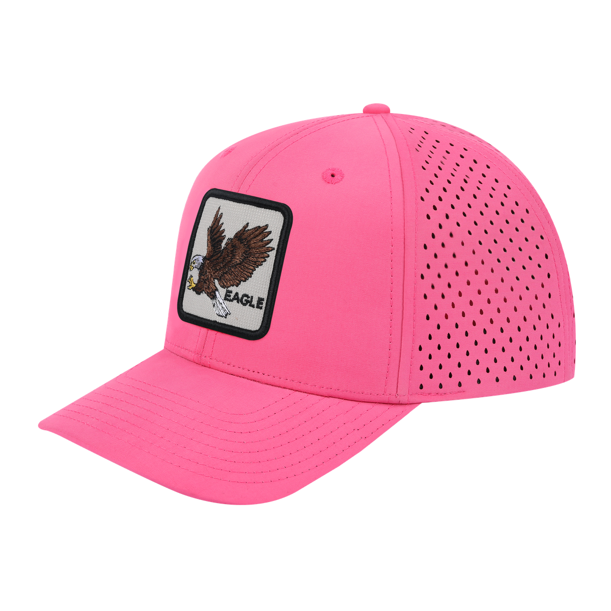 Unisex Embroidered The Eagle, 6-Panel Microfiber Laser hole Trucker Hat, Pink/Pink, Adjustable Fit