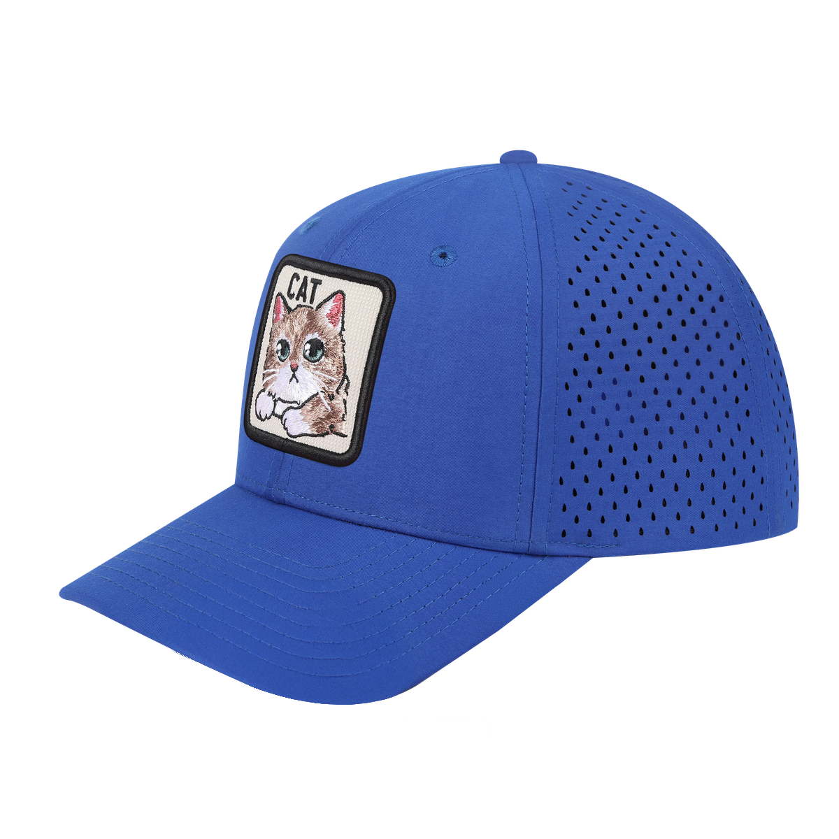 Cat 6-Panel Microfiber Laser Hole Trucker Hat