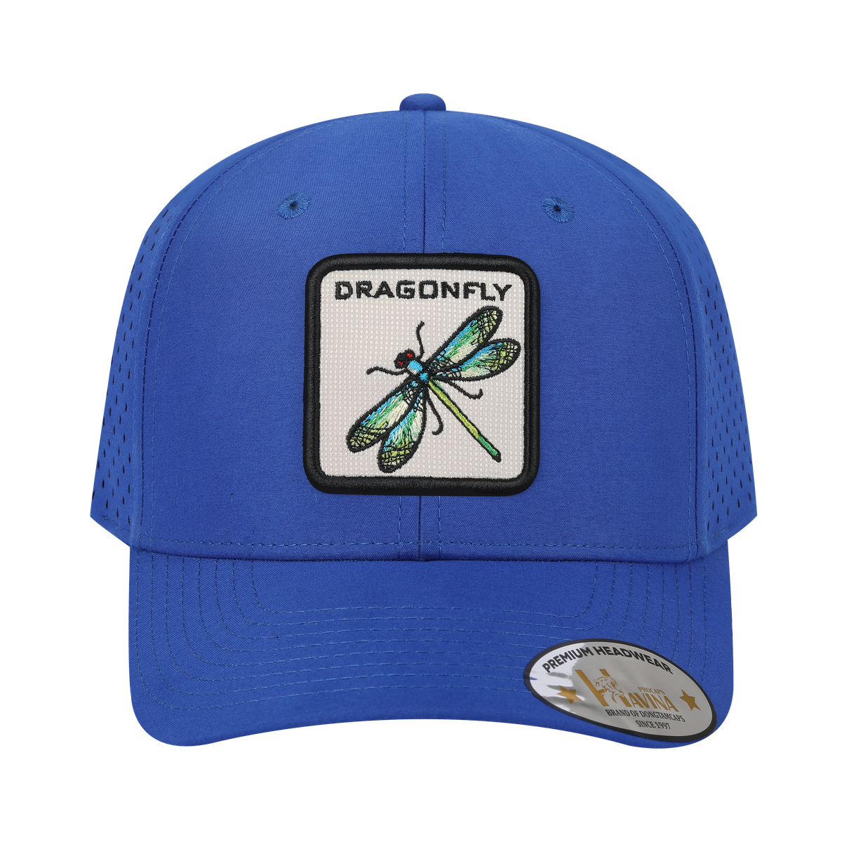 Unisex Embroidered The Dragonfly, 6-Panel Microfiber Laser hole Trucker Hat, Royal Blue/Royal Blue, Adjustable Fit