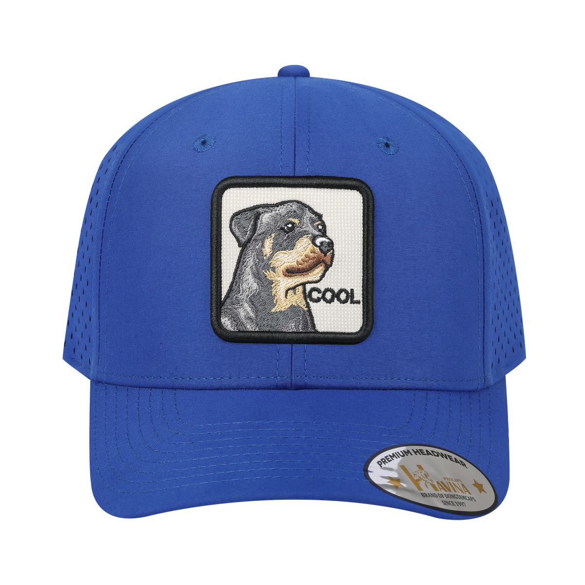 Unisex Embroidered The Cool, 6-Panel Microfiber Laser hole Trucker Hat, Royal Blue/Royal Blue, Adjustable Fit