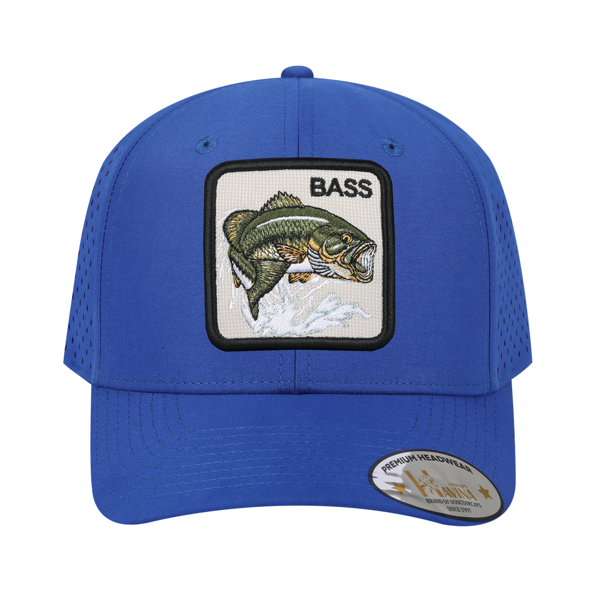 Unisex Embroidered The Bass, 6-Panel Microfiber Laser hole Trucker Hat, Royal Blue/Royal Blue, Adjustable Fit