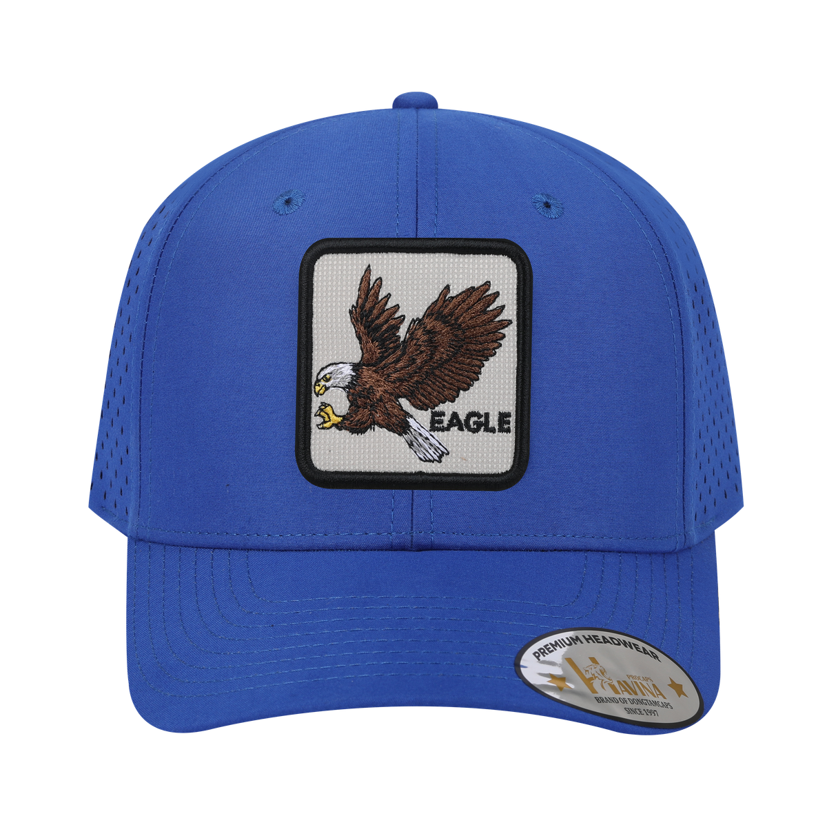 Unisex Embroidered The Eagle, 6-Panel Microfiber Laser hole Trucker Hat, Royal Blue/Royal Blue, Adjustable Fit