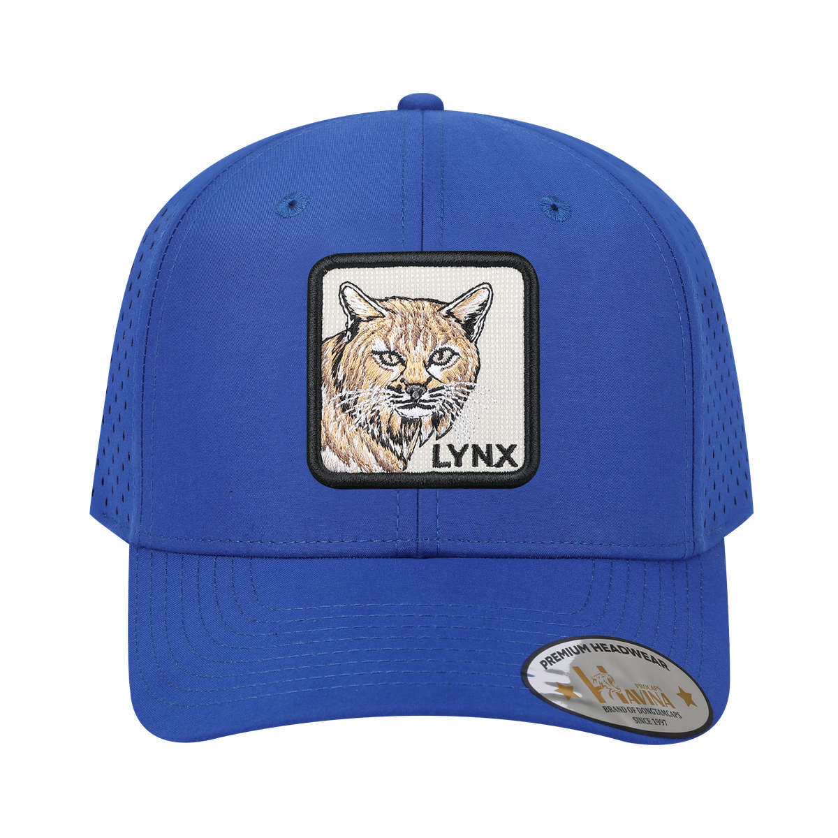 Unisex Embroidered The Lynx, 6-Panel Microfiber Laser hole Trucker Hat, Royal Blue/Royal Blue, Adjustable Fit