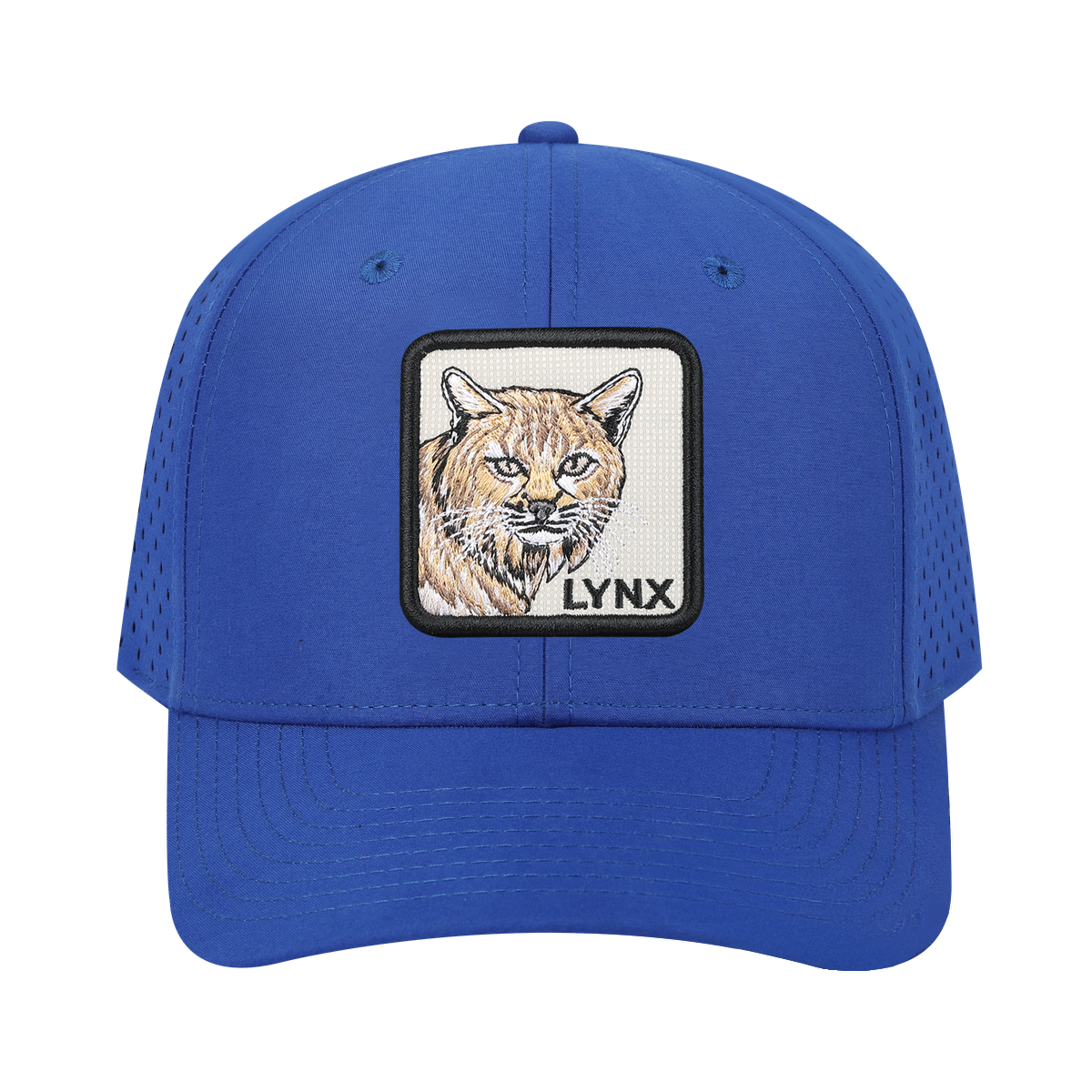 Unisex Embroidered The Lynx, 6-Panel Microfiber Laser hole Trucker Hat, Royal Blue/Royal Blue, Adjustable Fit