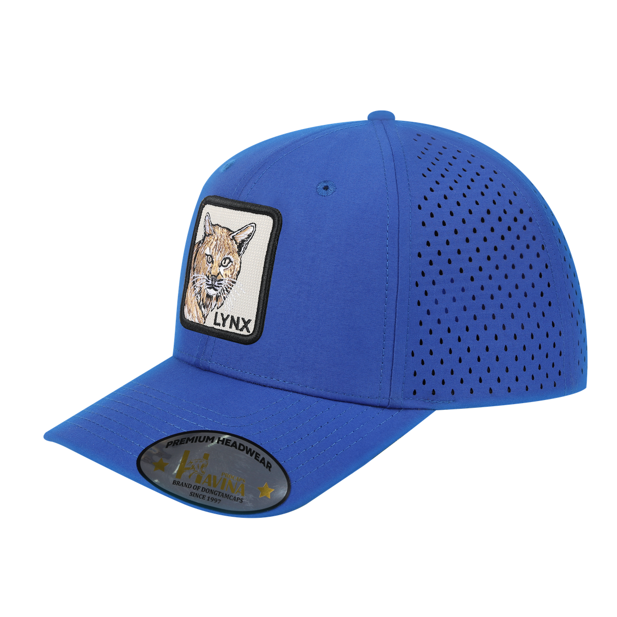 Unisex Embroidered The Lynx, 6-Panel Microfiber Laser hole Trucker Hat, Royal Blue/Royal Blue, Adjustable Fit