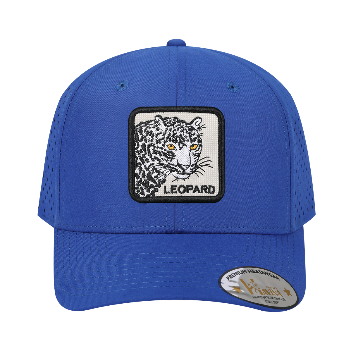 Unisex Embroidered The Leopard, 6-Panel Microfiber Laser hole Trucker Hat, Royal Blue/Royal Blue, Adjustable Fit