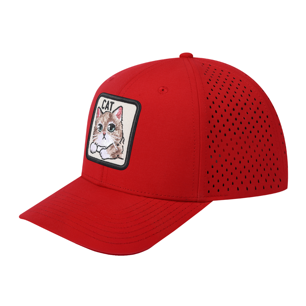 Cat 6-Panel Microfiber Laser Hole Trucker Hat