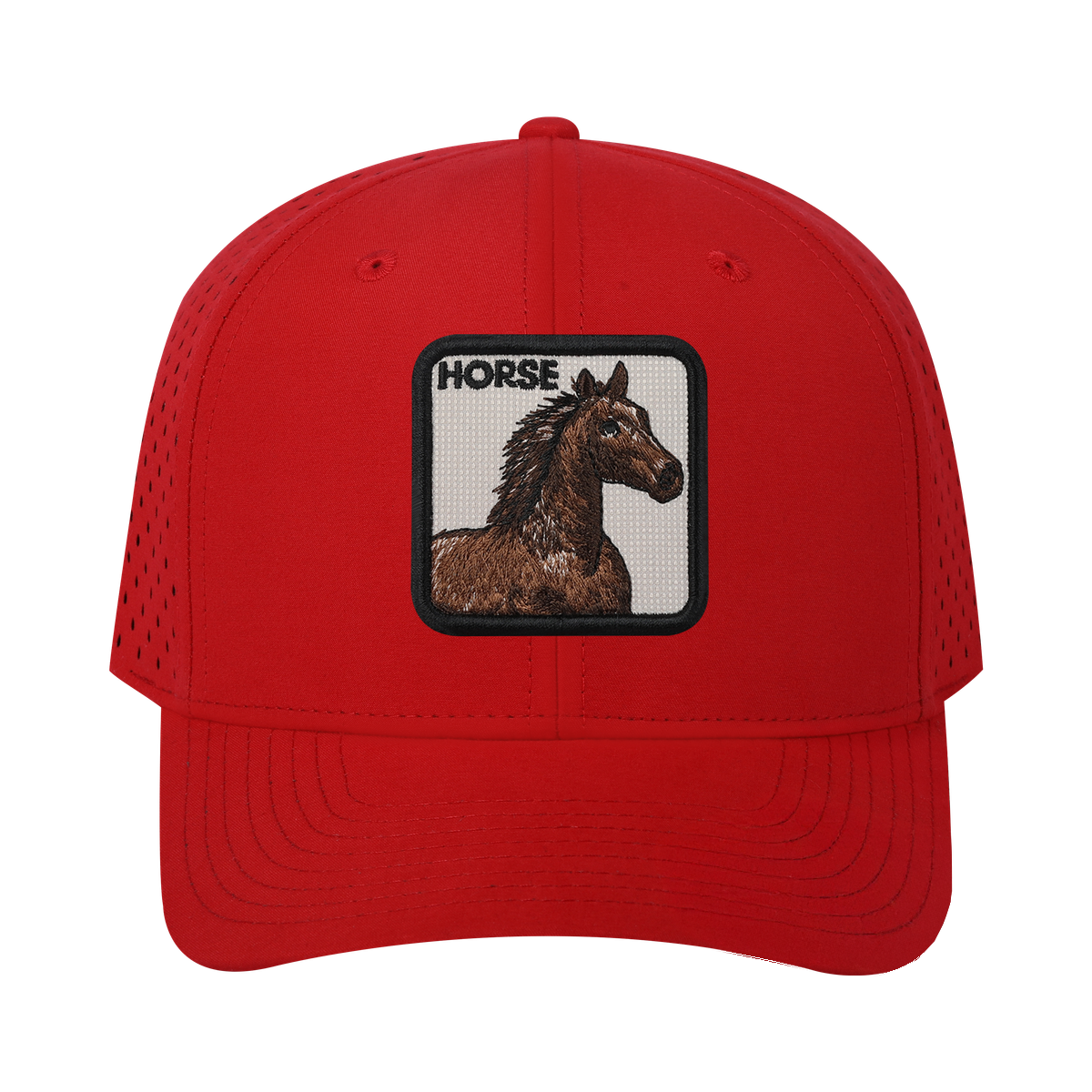 Horse 6-Panel Microfiber Laser Hole Trucker Hat
