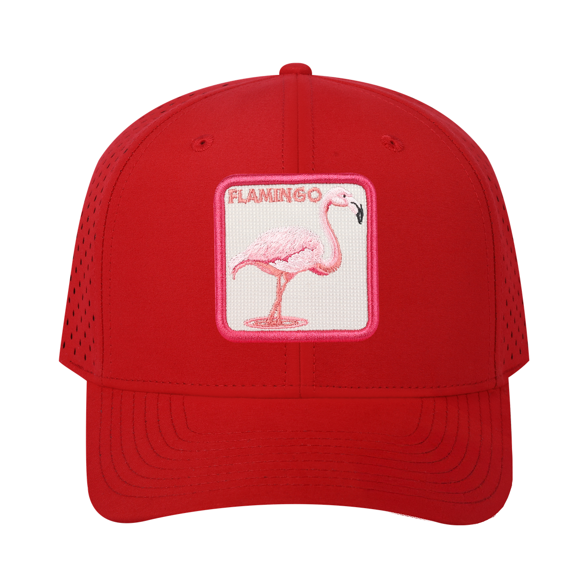 Flamingo 6-Panel Microfiber Laser Hole Trucker Hat