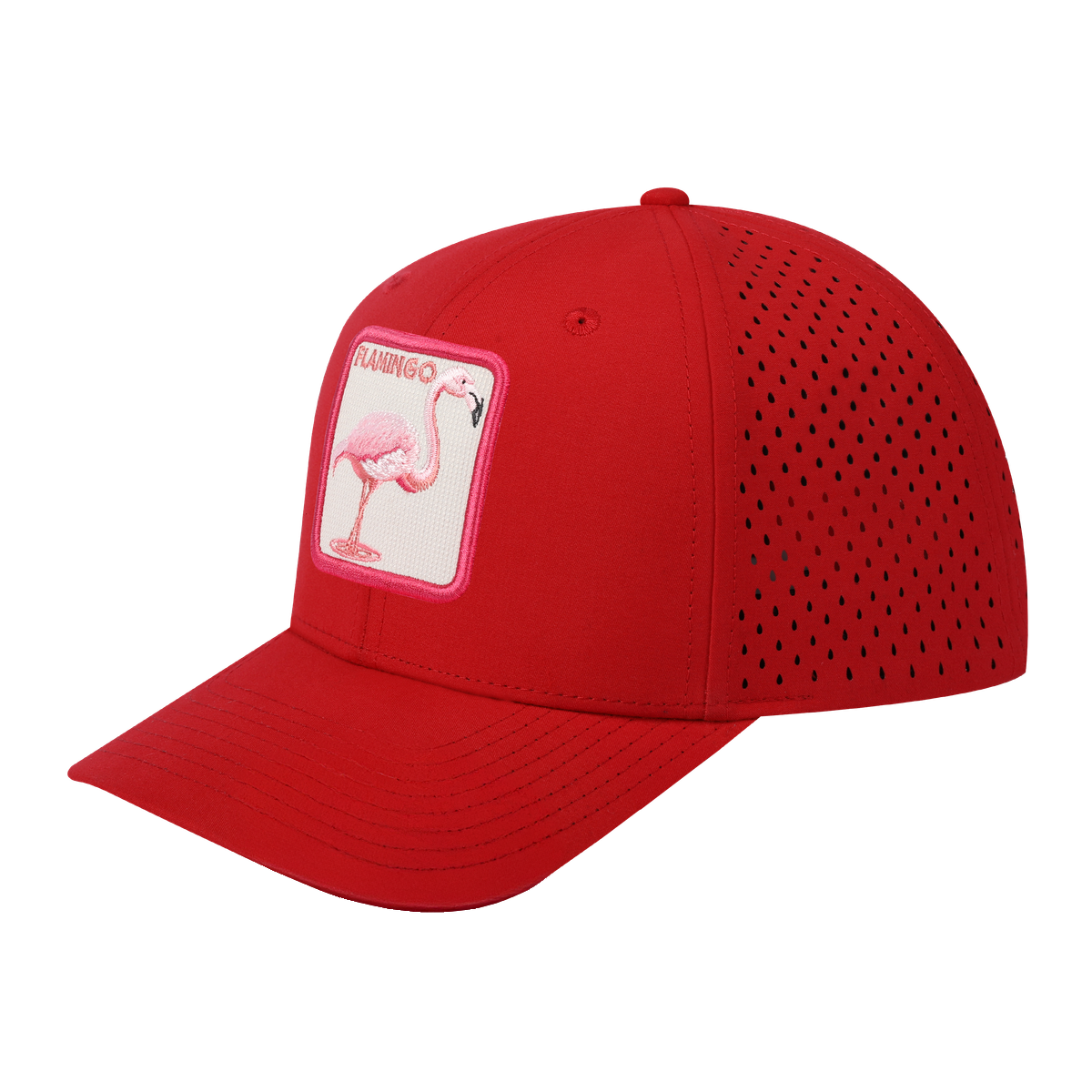 Flamingo 6-Panel Microfiber Laser Hole Trucker Hat
