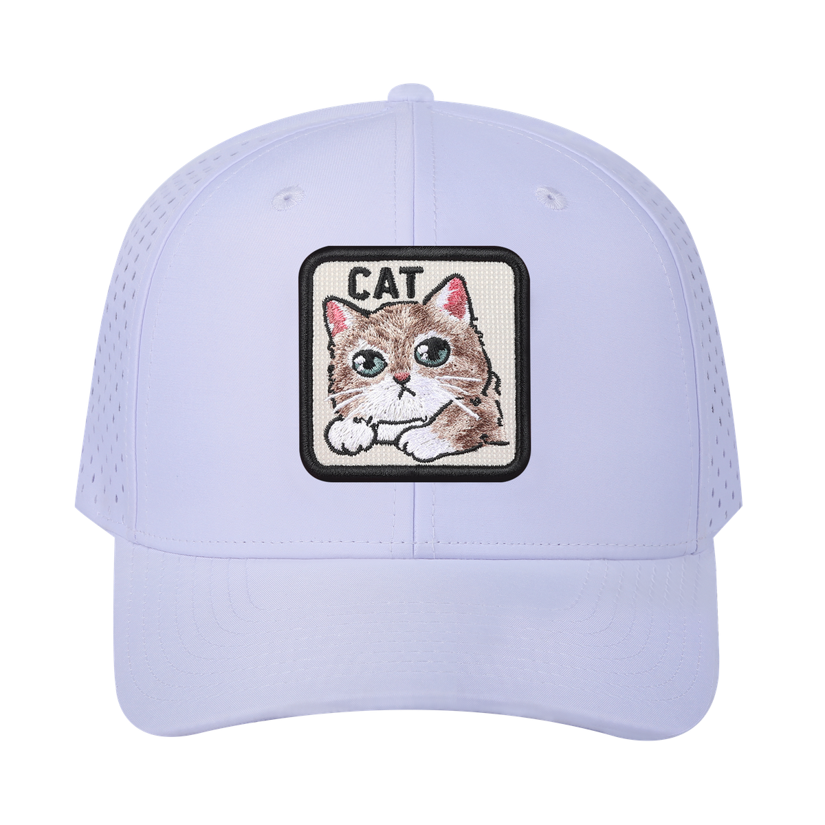 Cat 6-Panel Microfiber Laser Hole Trucker Hat