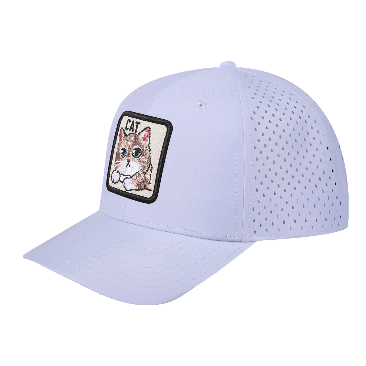 Cat 6-Panel Microfiber Laser Hole Trucker Hat