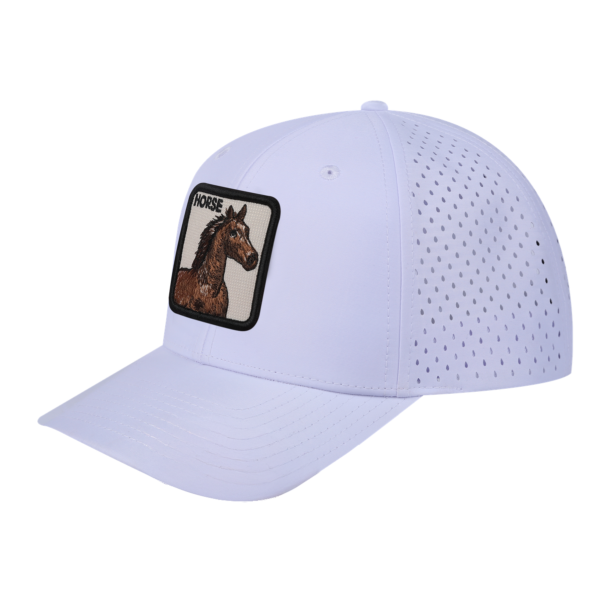 Horse 6-Panel Microfiber Laser Hole Trucker Hat