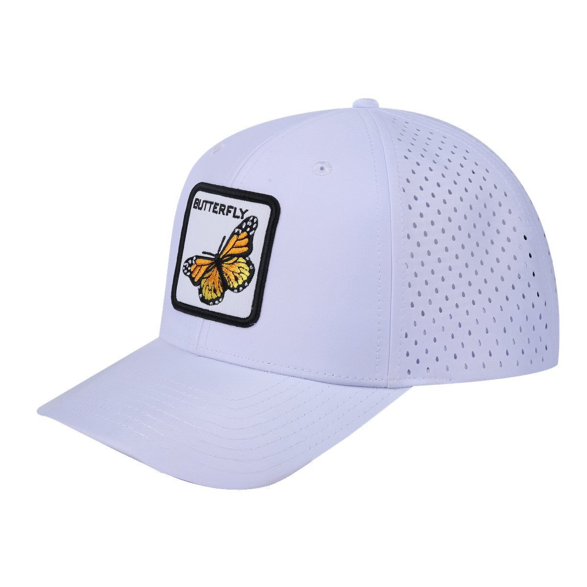 Butterfly 6-Panel Microfiber Laser Hole Trucker Hat