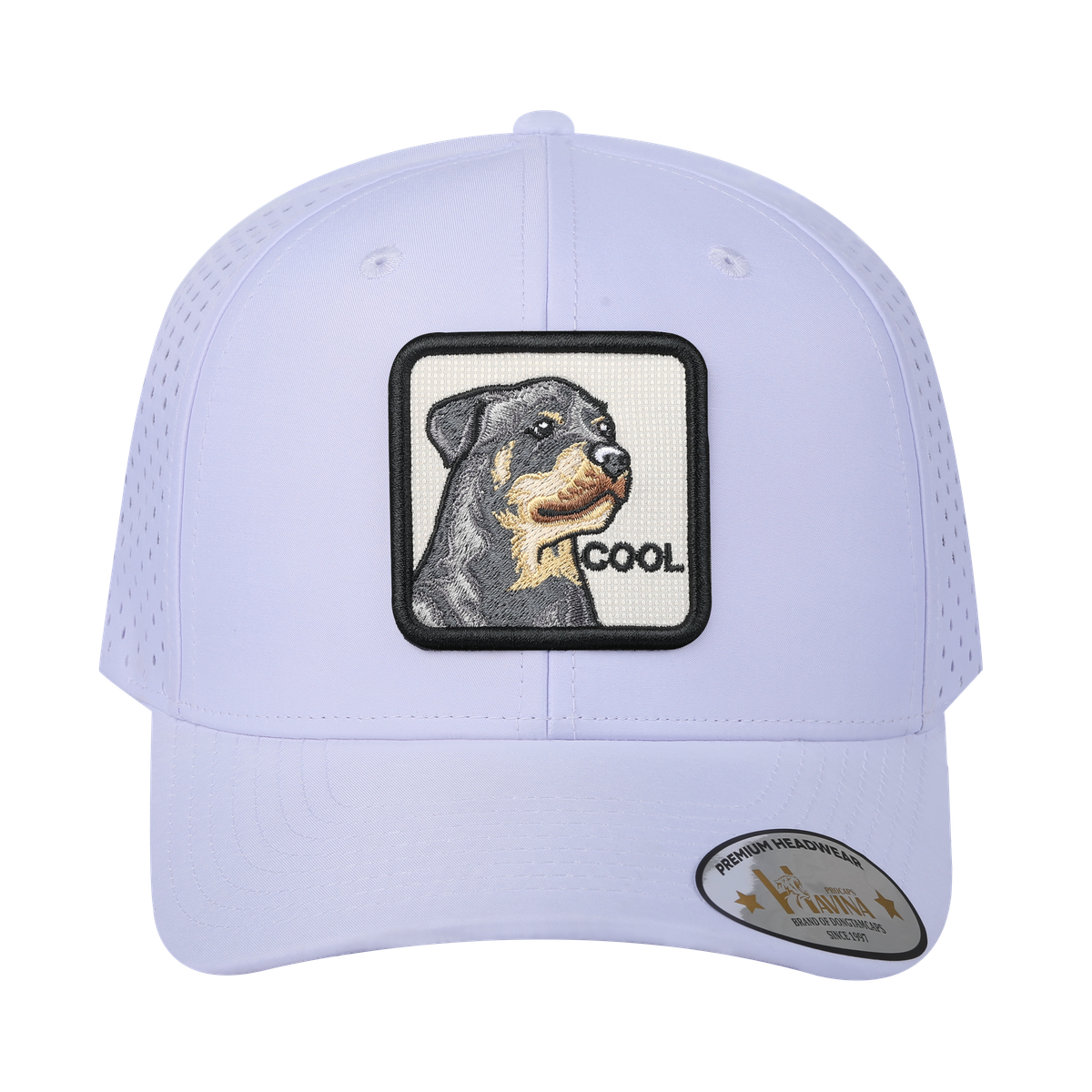 Unisex Embroidered The Cool, 6-Panel Microfiber Laser hole Trucker Hat, White/White, Adjustable Fit